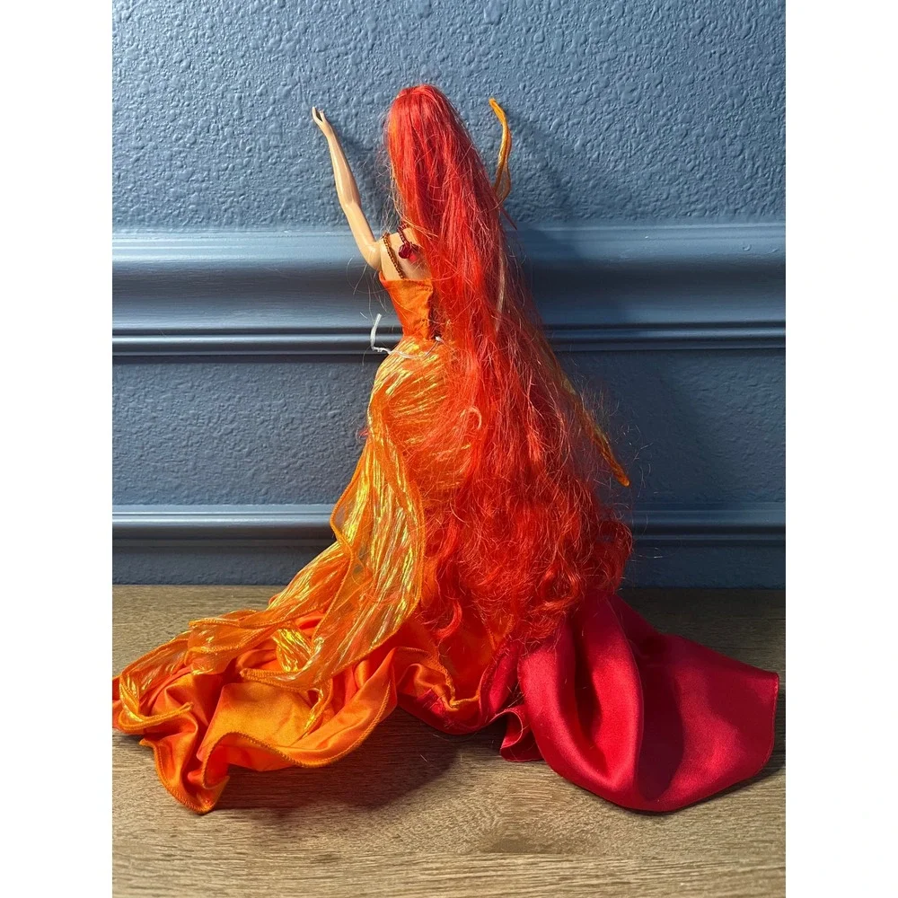 Barbie Phoenix Doll Fantasy Fire Dress Red Orange Metallic Gown Collectible‎